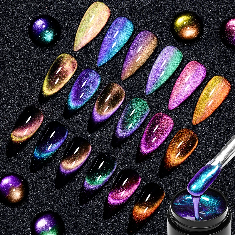 8ml Double Light 9D Cat Magnetic Gel Sparkling Rainbow Color Gel Nail Polish Semi Permanent Varnish Soak Off UV LED Gel Manicure