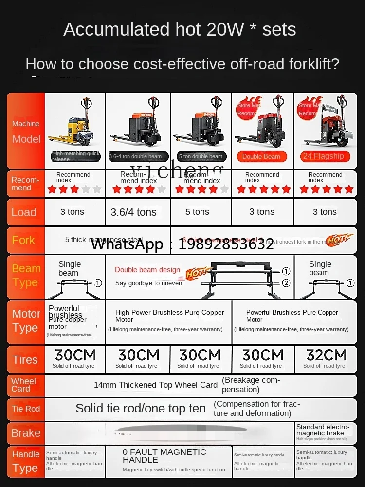 Full Electric Forklift 3 Tons off-Road Electric Trailer 2 Tons Electric Carrier