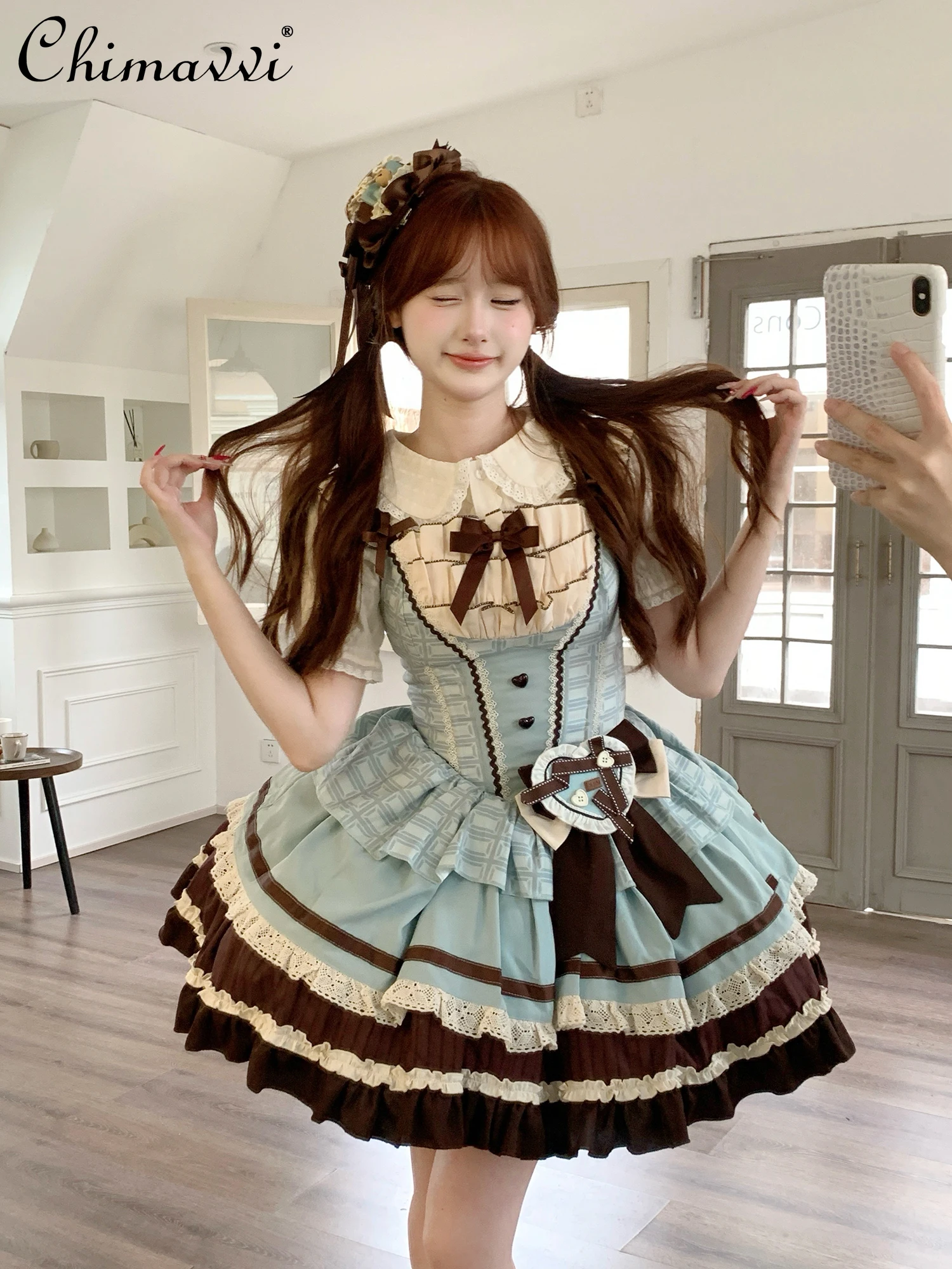 

Original Elegant Ballet Lolita Cake Dress for Women 2025 Autumn Winter New Halloween Cute Bowknot Girl Princess JSK Dress
