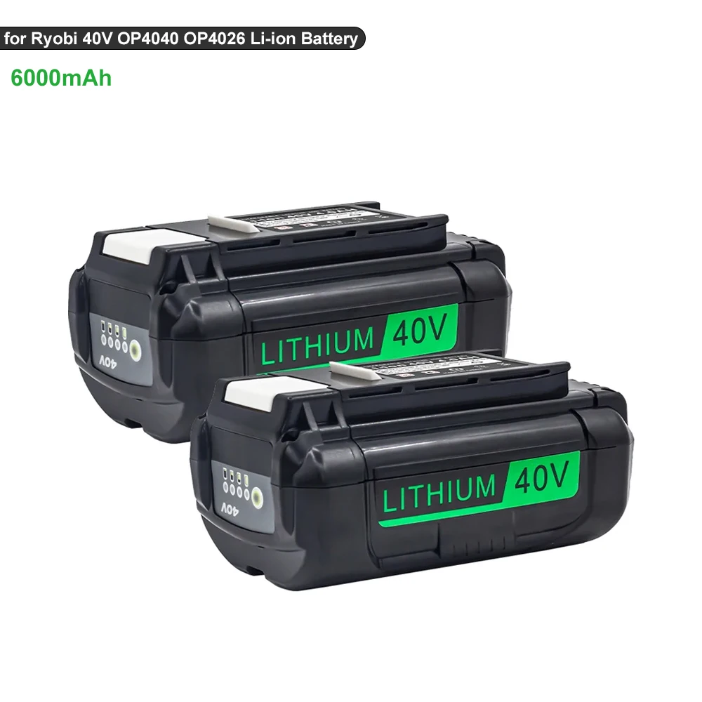 

40V 6000mAh Li-ion Battery for Ryobi OP4040 OP4026 OP4030 OP4050 OP4060A OP40201 RY40850 Collection Cordless Power Tools Battery