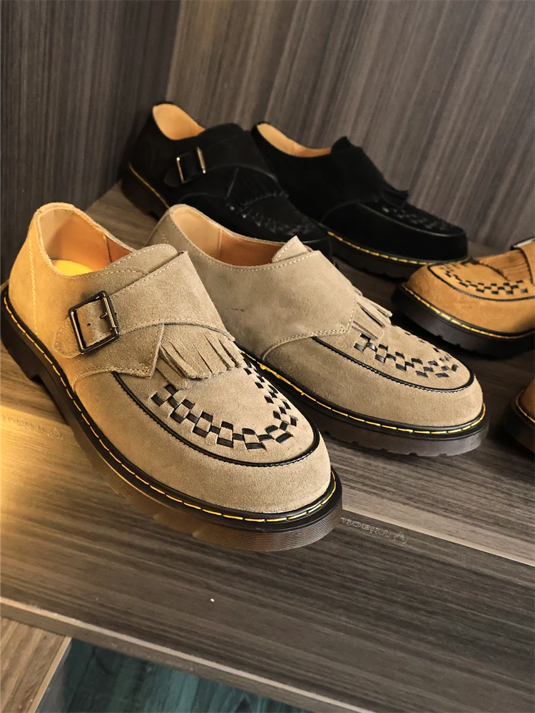 

British Style Men's Pure Color Suede Boots Casual Shoes Fashionable All-Match Comfortable Winter Warm Flat Heel