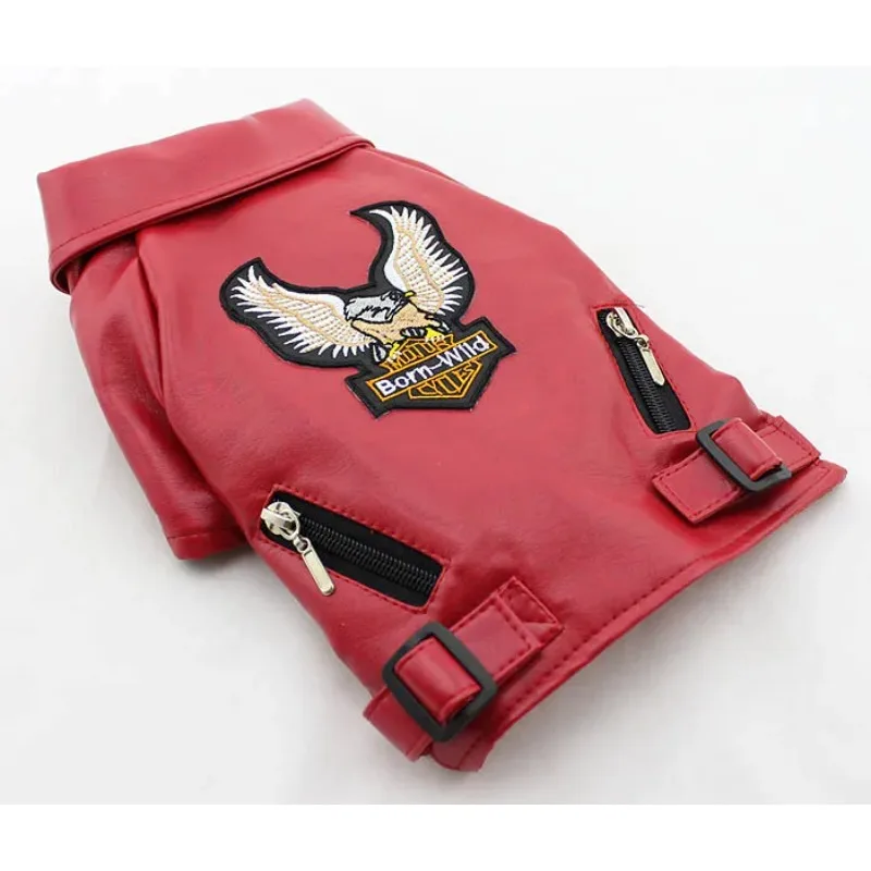 Small/Medium dog Pet Luxury Leather Jacket Coats for dog Autumn/Winter Eagle Chihuahua dog cat puppy vest clothes costume