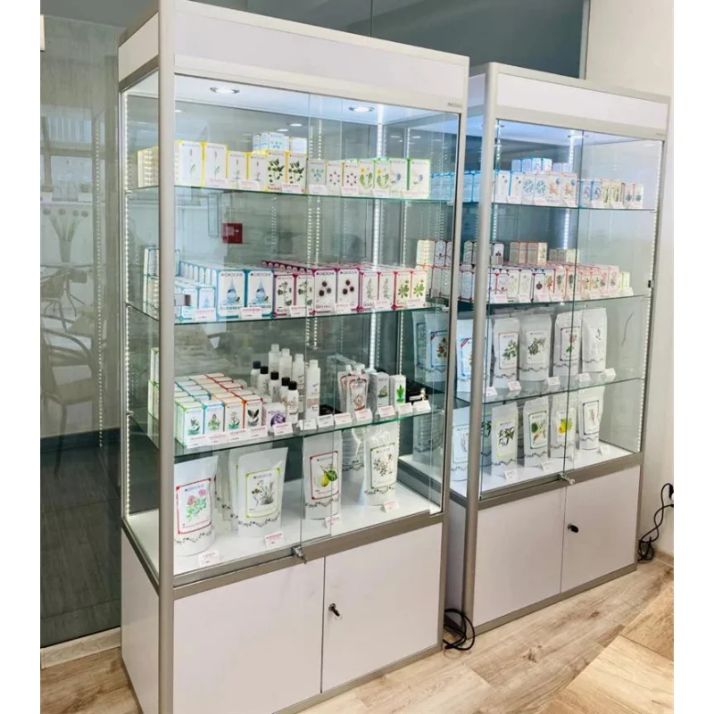 

custom.Fashionable Aluminum Glass Display Cabinet with LED Light