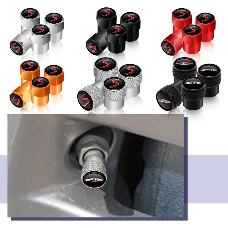 Car Styling 4pcs/set Car Tire Valve Stem Cap Tire Wheel Stem Air Valve Caps For Mini Cooper S JCW Logo R55 R56 R60 F54 F55