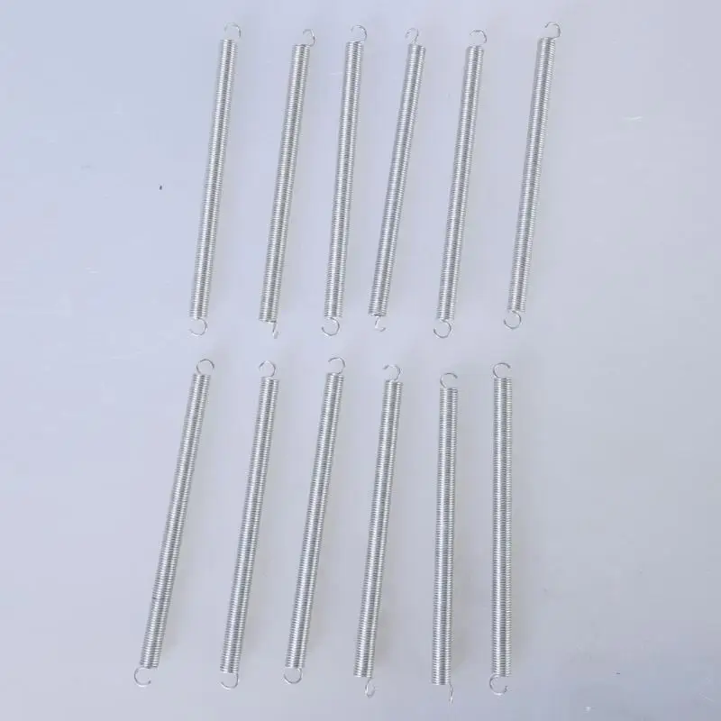 652F 12 قطعة الفولاذ المقاوم للصدأ التوتر تمديد الربيع سلك قطر 0.047 بوصة التراجع الربيع الميكانيكية الينابيع مع هوك