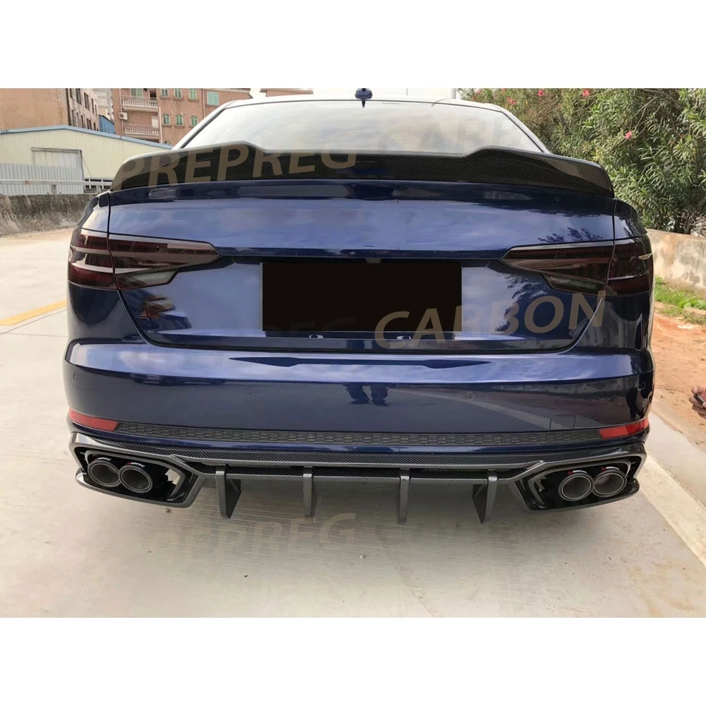

Задний диффузор из сухого углеродного волокна, спойлер для Audi A4 S4 B10 2019, диффузор, защита бампера FRP, черные аксессуары
