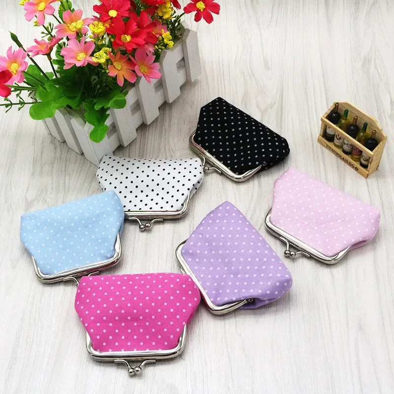 Retro Dot Coin Purse Small Wallets for Women Hasp Mini Coin Purses Money Bags Change Pouch Candy Color Cotton Bag Carteras Mujer