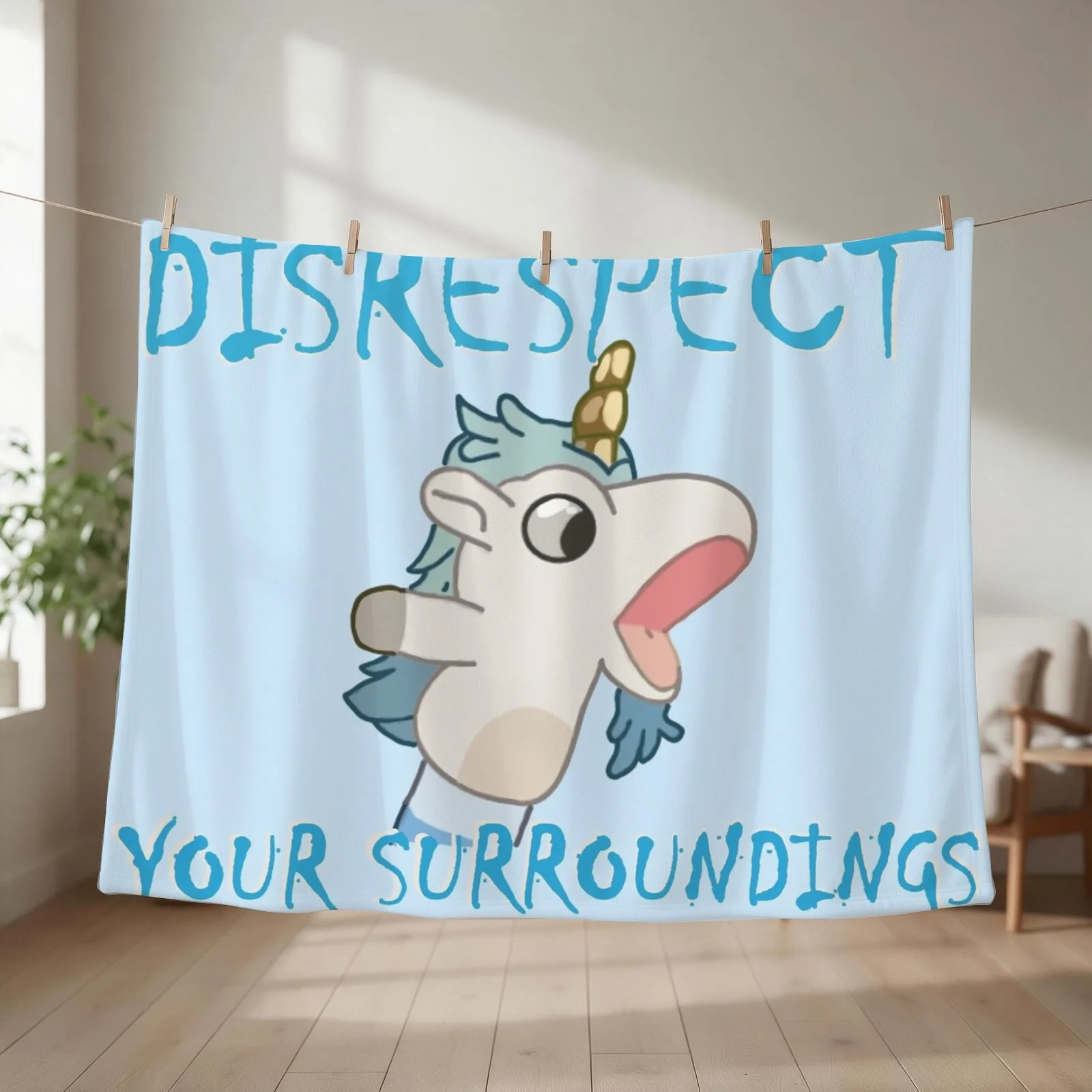 Unicorse Disrespect Your Surroundings Throw Blanket Polar Plaid Bed linens Soft Big Blankets