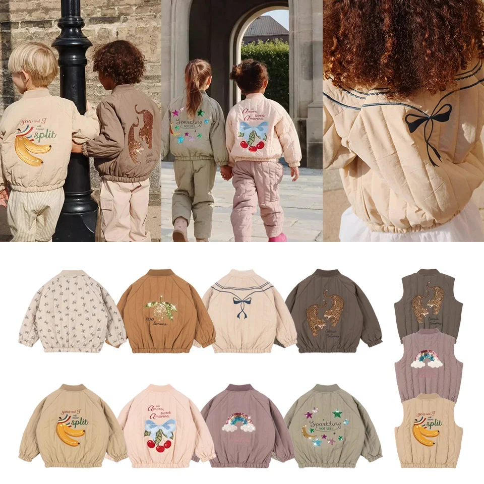

KS Children's Lamb Fur Jacket Cut Kitten Swan Bow Beetle Pattern Winter Coat for Girls 18M-9Y 2025 KS Kids Clothing