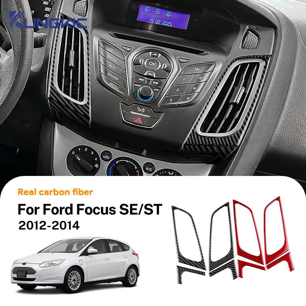 

For Ford Focus SE ST MK3 2012 2013 2014 Real Soft Carbon Fiber Sticker LHD Car Central Control Air Outlet Frame Trim Accessories