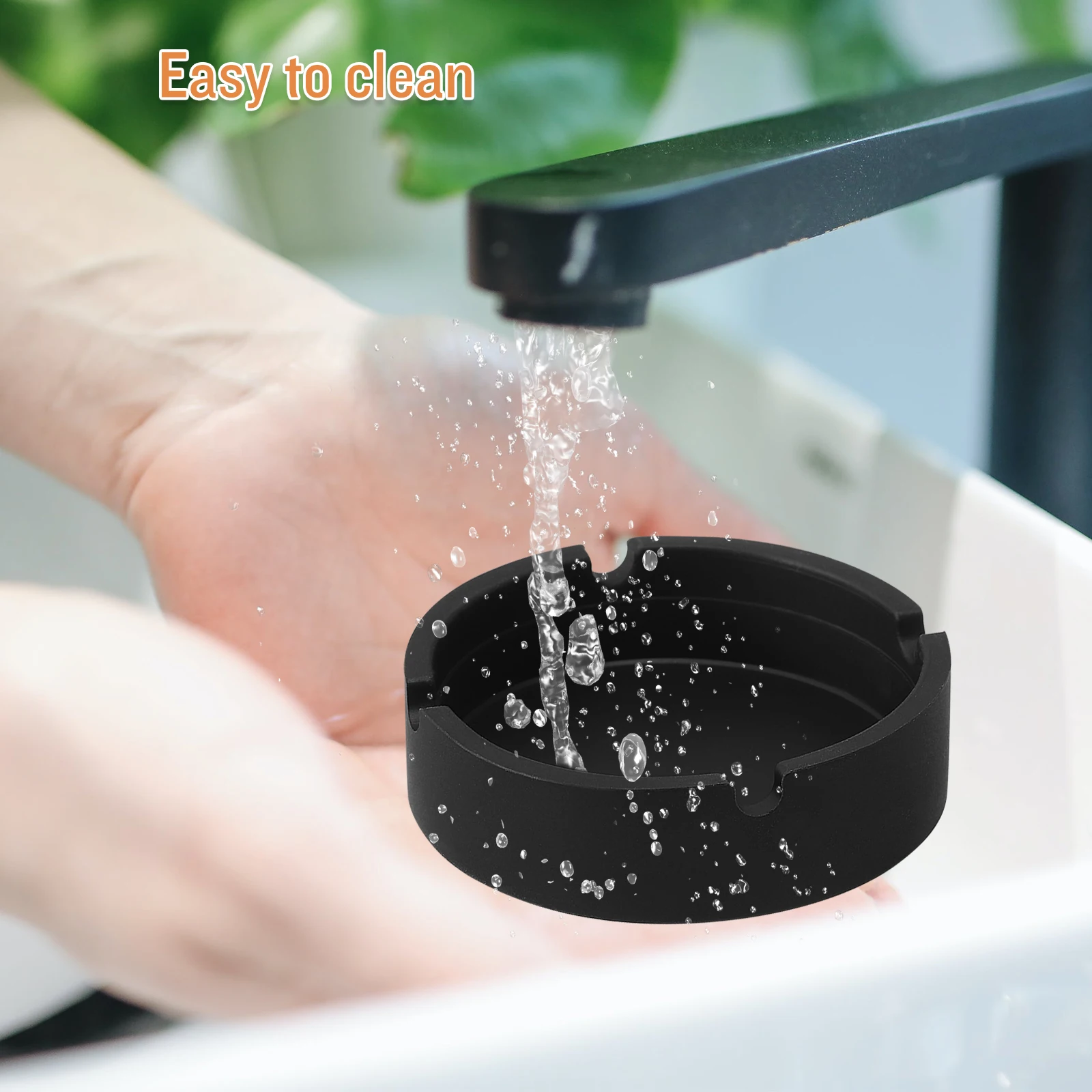 

4pcs Black Round Silicone Ashtray Heat Resistant Easy to Clean for Home Office Hotel Cigarette Container Decorative Ash Tray