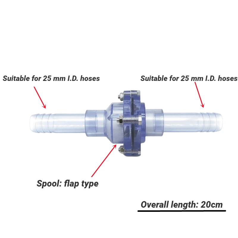 Hose check valve for fish tank 20mm 25mm Anti-siphon hose reverse Flip style transparent PVC Check valve