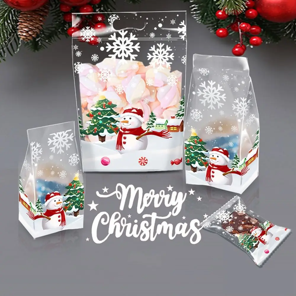 50Pcs Christmas Candy Bag Snowflake Crunchy Candy Cookies Biscuit Bag Party Gift Packaging Party Supplies