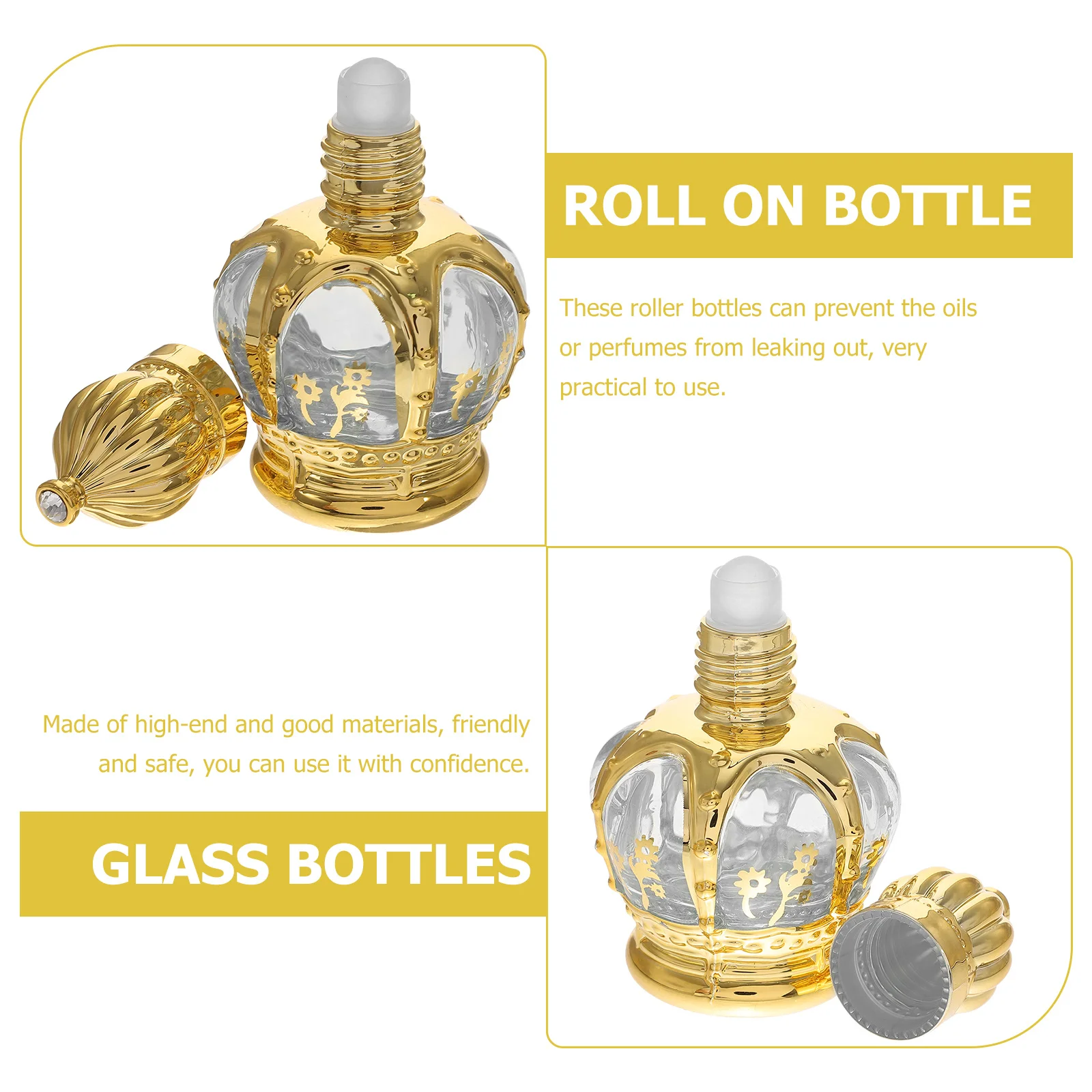 

2Pcs Essential Oil Bottle Perfume Roller Bottles Glass Empty Reusable Roll on Bottles Practical Travel Sub Holders