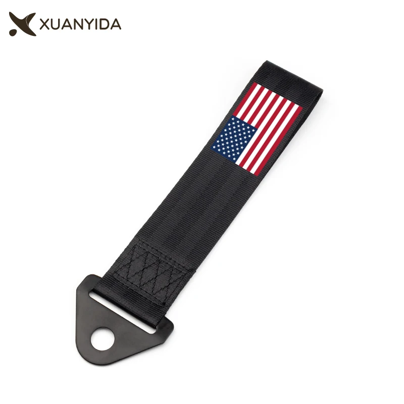 National Flag Car Tow Strap Trailer Belt Universal Racing Car Towing Rope High-Strength Nylon Trailer Straps Pendant With Screw