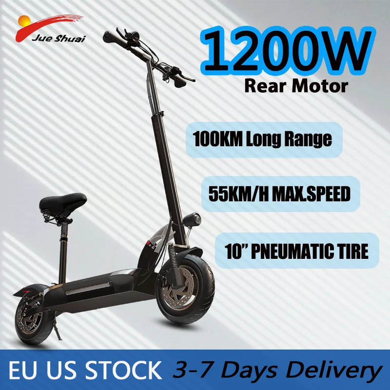 

Electric Scooter X48 55KM/H Maximum Speed Scooter Electric 48V 1200W Powerful Rear Motor Trottinettes électriques with Seat