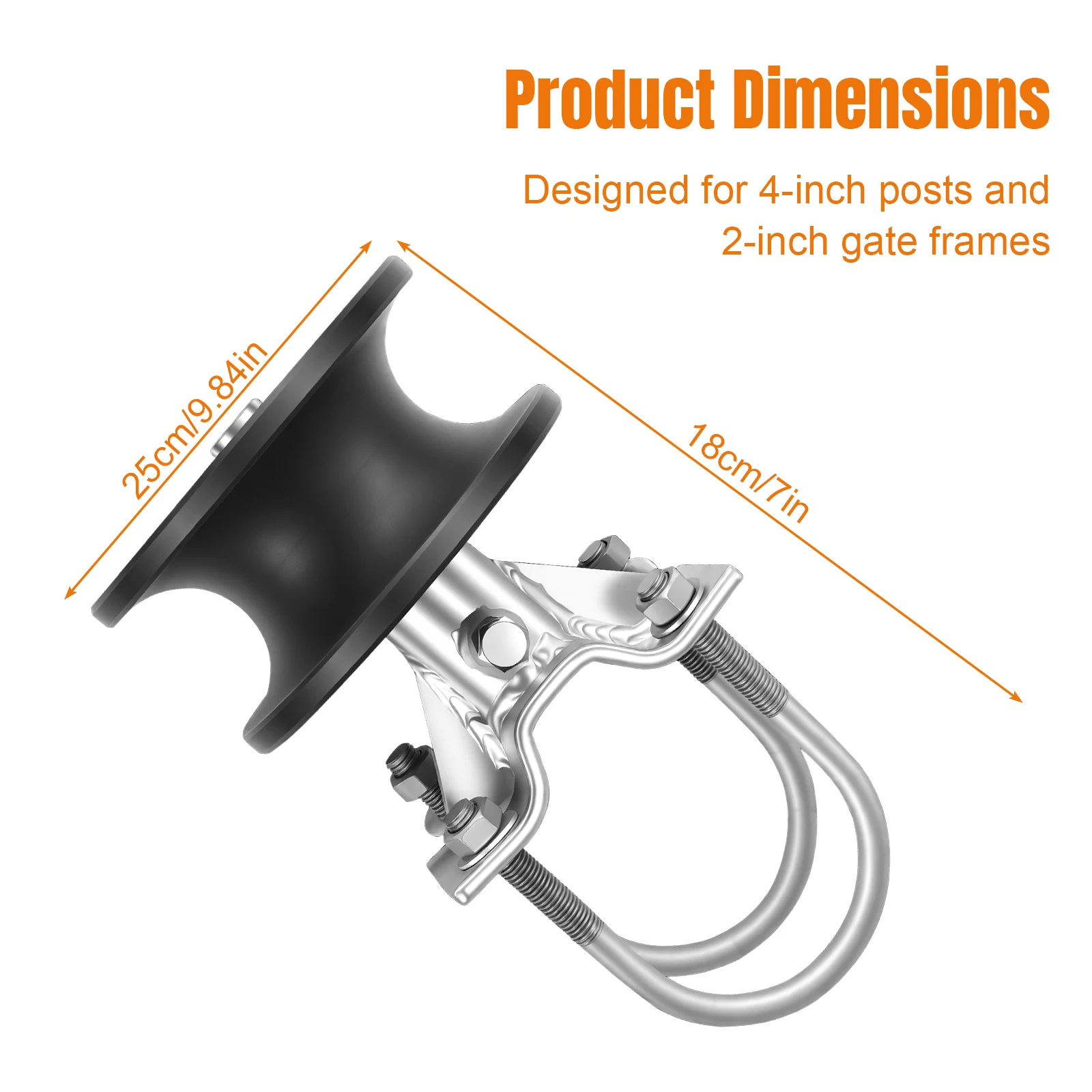 4pcs Nylon Sliding Gate Rollers Nylon Rolling Gate Track Wheel Rollers W/H-Shaped Wheel Groove 4in Square Post X 2in Fence Frame