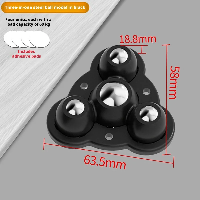 4 Pcs Caster Table Legs Coffee Table Mobile Pulley Silent Furniture Small Wheel Base Non-punching Caster Ball Paste Universal