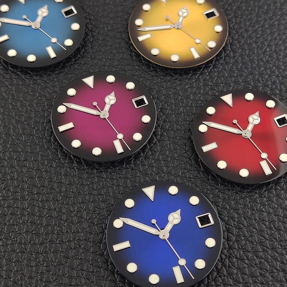 28.5mm NH35 Dial Enamel Watch Dial Gradient Dial Luminous Customizable Logo Watch Face Watch Parts Fit NH35/NH36/NH38 Movement