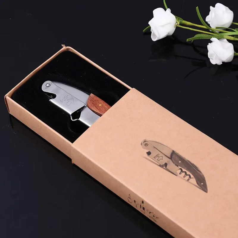 Stainless Steel red Wine Beer Bottle Opener Cork Screw wood Multi function seahorse safe cut Kitchen Bar Tools commercial gift