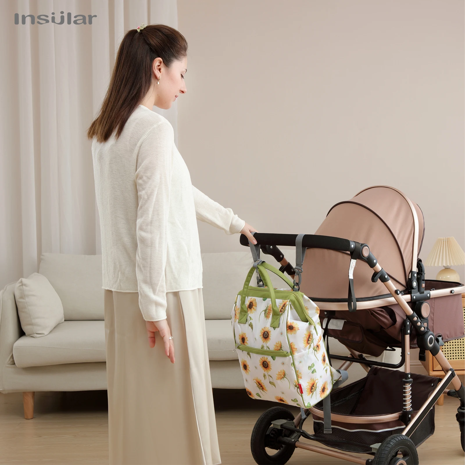 

Вместительная водонепроницаемая сумка-рюкзак INSULAR для подгузников с креплением на коляску, для мам, для путешествий