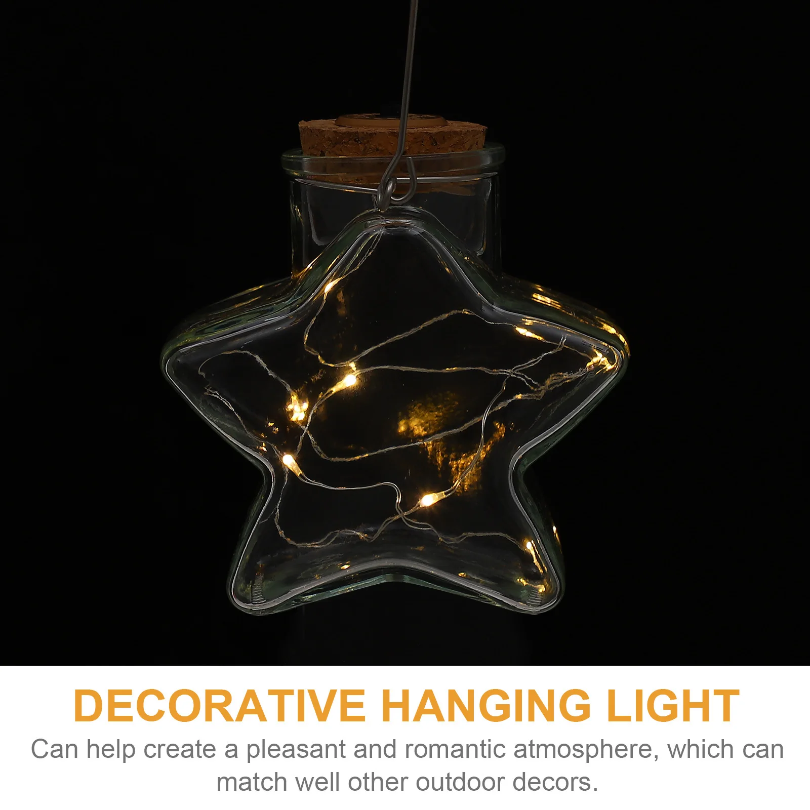 

1pc Small Night Light Star Shaped Hanging Bottle Lamp Outdoor Garden Decor Jar Lights String Fairy Solar Powered For Yard