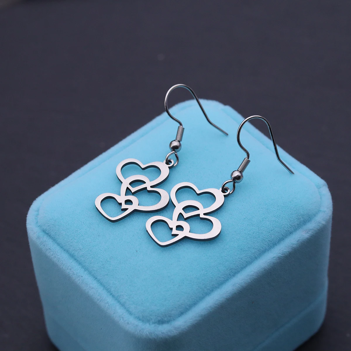 Todorova Creative Stainless Steel Intertwined Hearts Earrings - Love-Themed Jewelry Pendants, Ideal Gifts for Daily & Party Wear