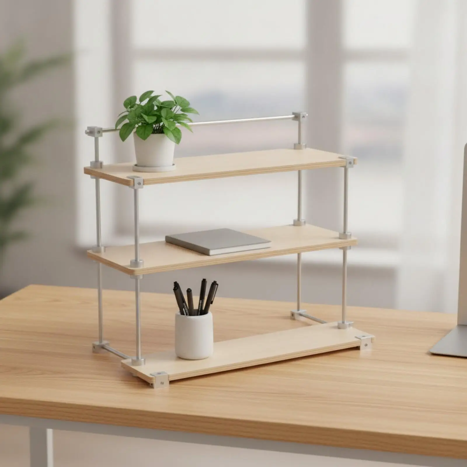 Modern 3-Tier Shelf Organizer | Standing, Simple, Countertop Storage Rack, for Desk
