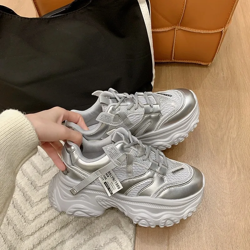 

【2025 New】Platform Sneakers Women Winter White Fashion Athletic Shoes for Short Height Casual Comfortable Non-Slip