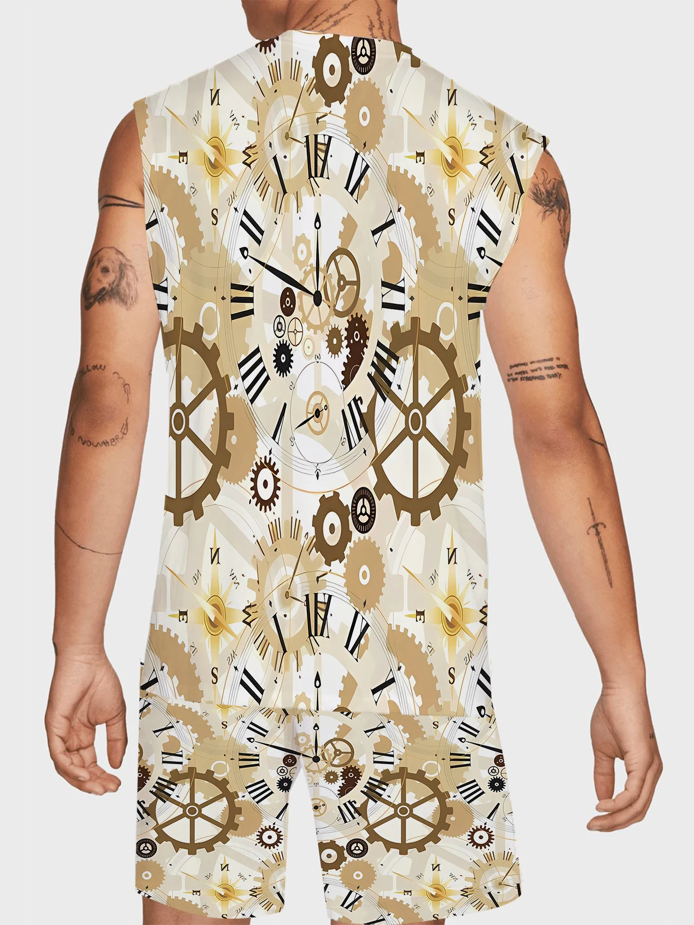 Picture 6: Men's Basic Ribbed Tank Top and Shorts Set Stretchy Polyester Casual Two Piece Set US Size