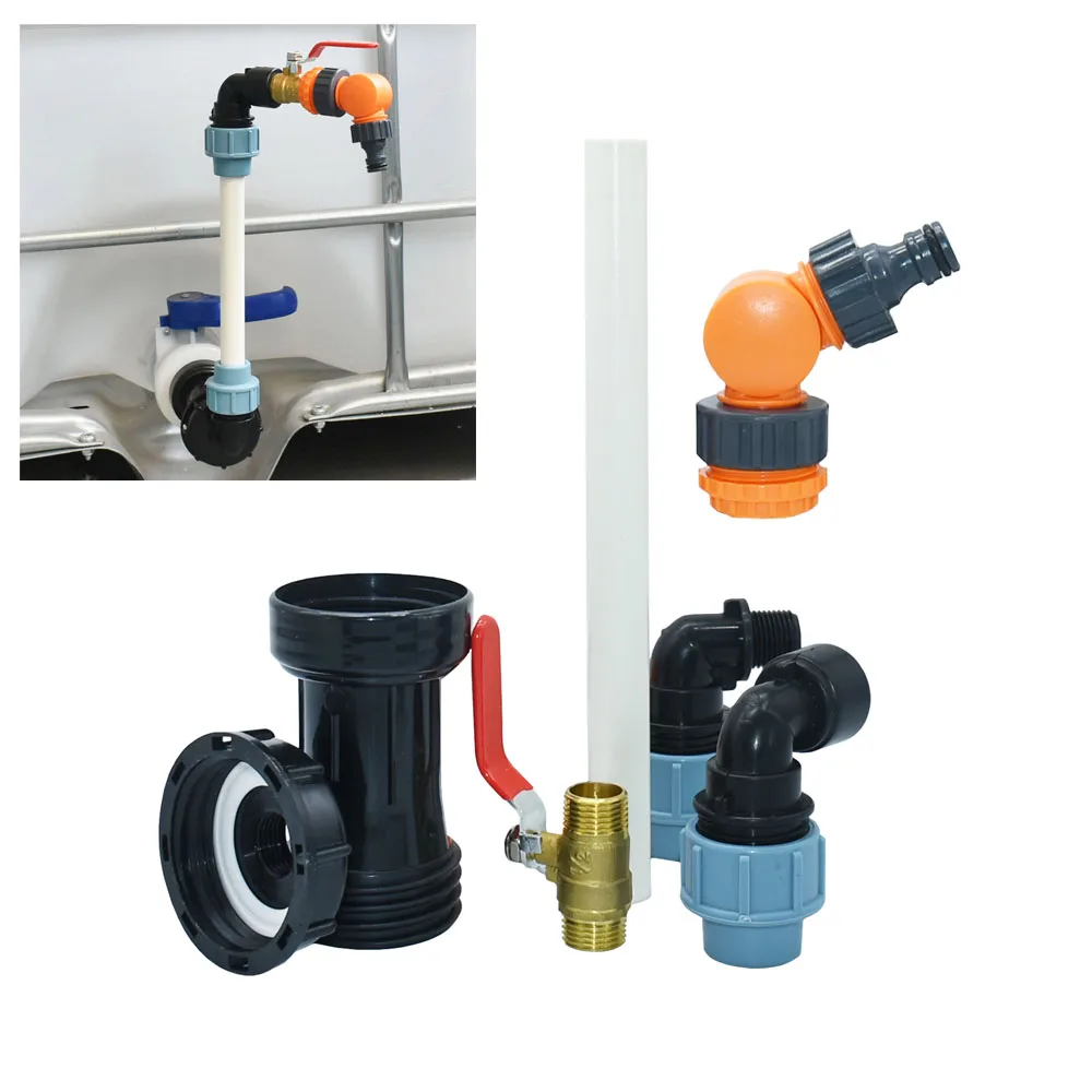 S60 IBC water tank valve adapter 16mm Nipple Brass tap Hose Connector Adjustable  Raise height faucet outlet Hose Fitting
