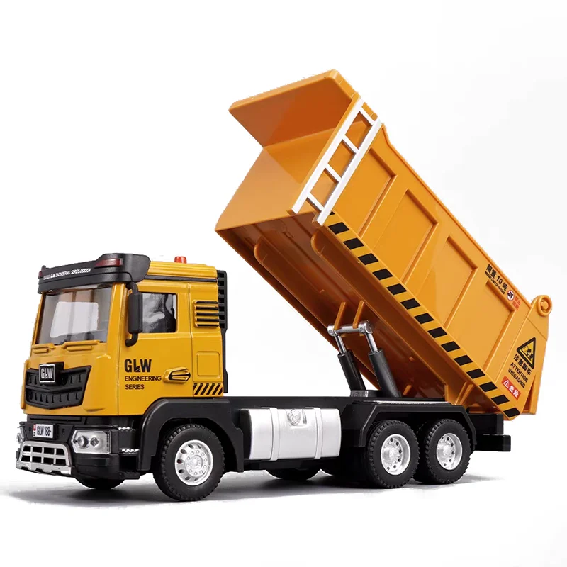 1:40 Dump Truck Legering Diecast Model Techniek Transport Speelvoertuigen Speelgoed Geluid Licht Trek Collectie Cadeaus voor kinderen