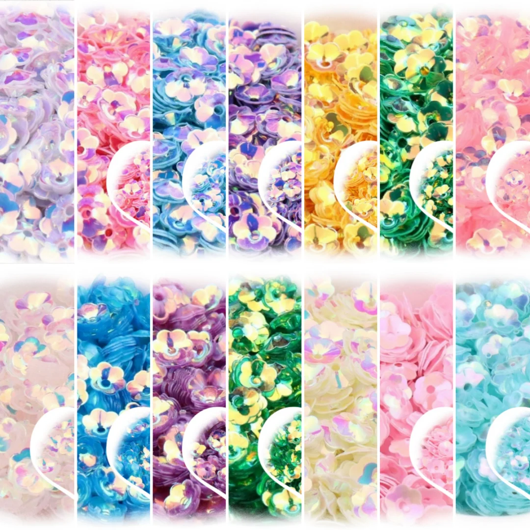 6mm 8mm gold concave plum blossom sequin 3D, handmade DIY loose bead three-dimensional plum blossom bead piece for clothing