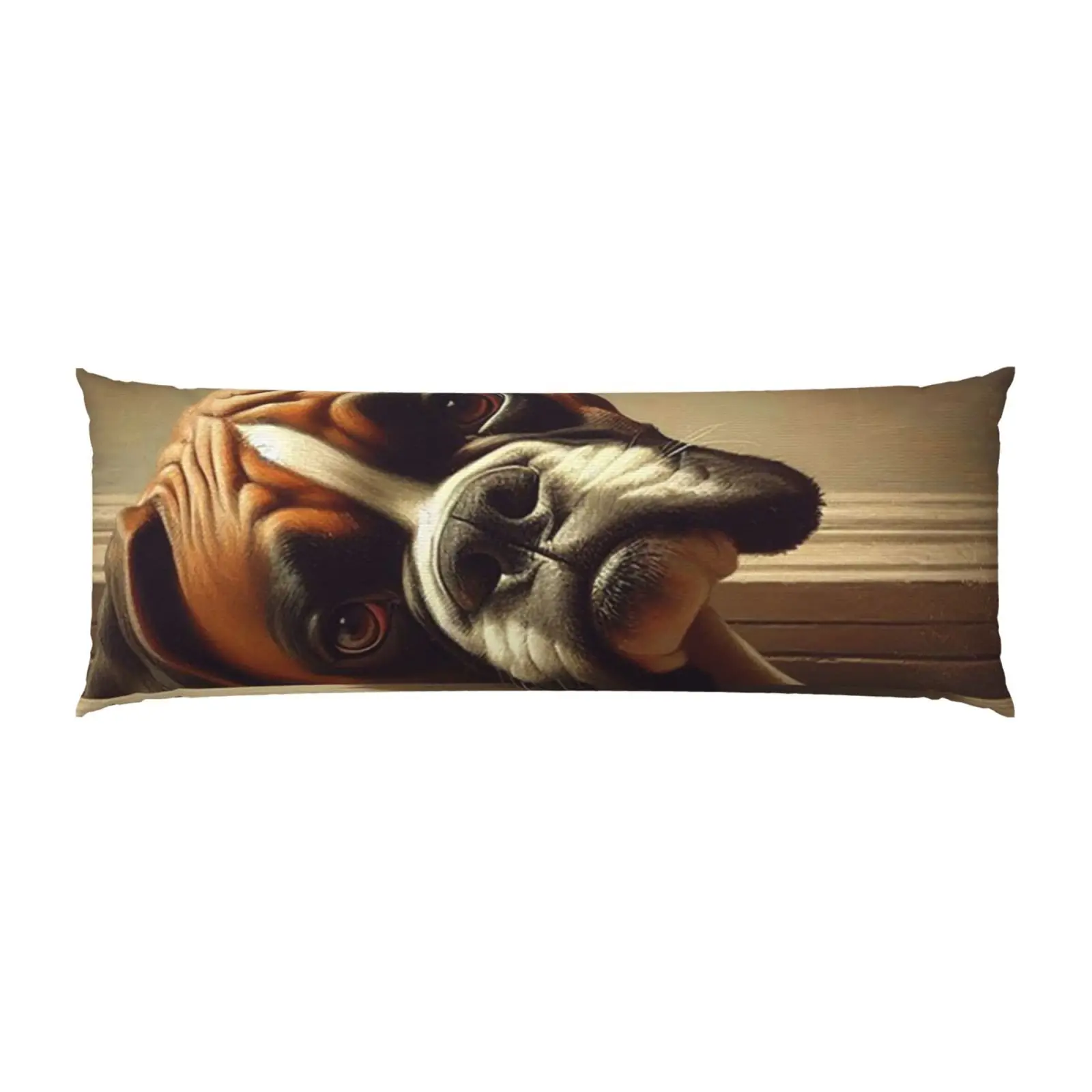 Vintage Boxer Dog Peek Print Pillowcase, 50.8 x 137.16 cm Decorative Pillow Cover, 100% Polyester Fabric, Machine Washable Zippe