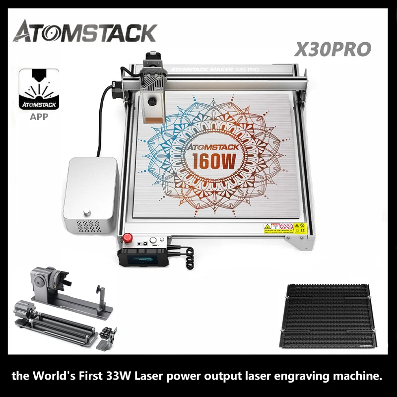 ATOMSTACK X30 PRO 160W Laser Engraver With R1PRO Roller Protection Case Air Purifiers Laser Cutting Machine Combination Set