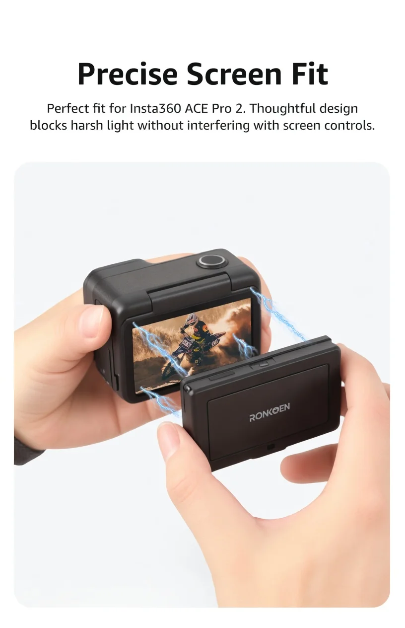 RONKOEN Für Insta360 Ace Pro 2/Pro SR-ARC-1 Magnetische Sonnenblende Faltbarer Blendschutz Bildschirmabdeckung Snap-On Sportkamera-Zubehör – Detail 10