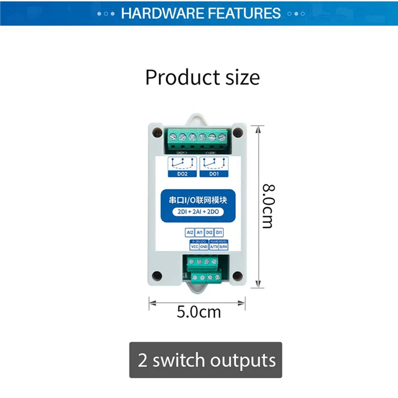 Suitable 2X MA01-AACX2220 RS485 2DI+2AI+2DO Modbus RTU I/O Network Modules With Serial Port For PLC/Touch Display 2 Switch Outpu