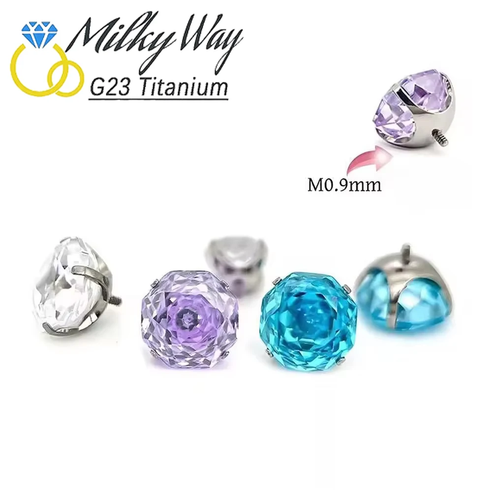 ASTM F136 Titanium 16G Internal Thread Piercing Earrings Fashion Colored Zircon CZ Fork Stud For Nose Ear Labret Body Jewelry