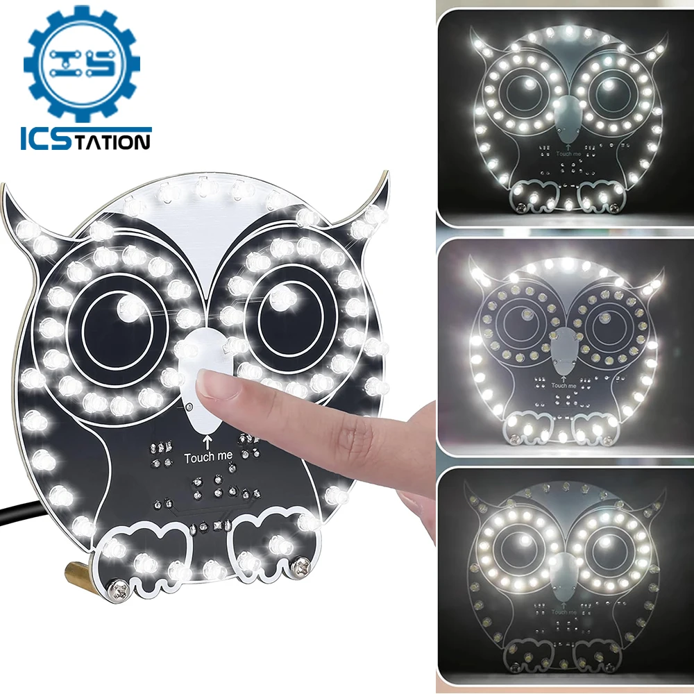DIY Lehimleme Öğrenme Kiti Dokunmatik Kontrol Baykuş LED Işık Yeni Başlayanlar için Elektronik Uygulama STEM Eğitim Yaratıcı Mevcut