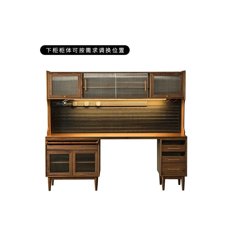 

Solid wood dining table integrated side cabinet, black walnut wine cabinet cabinet living room, multi-functional storage