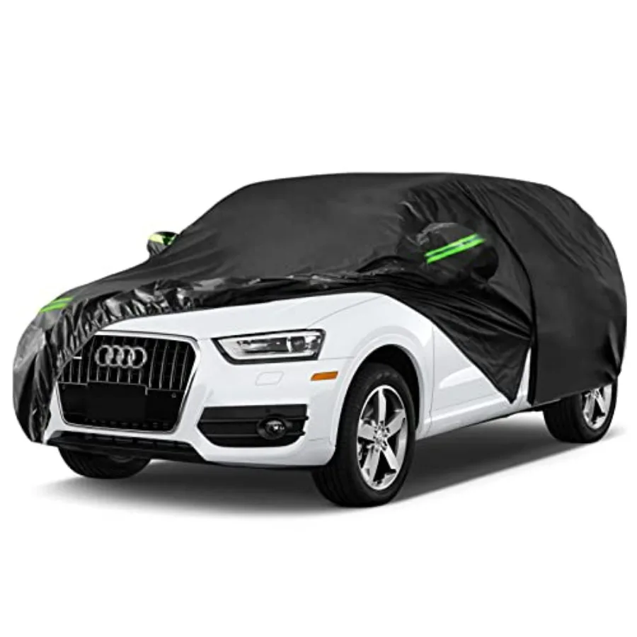 

Waterproof Car Cover for 2012-2025 Audi Q3, 6-Layer All-Weather Full Coverage with Zipper Doors Windproof Bands, Black, Snow/Ra