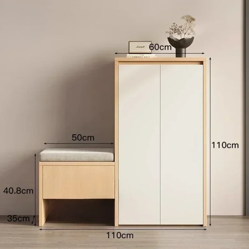 

Modern Lockers Shoe Rack Shoerack Living Room Divided Into Left And Right Solid Wood Shoe Cabinets Changing Stools Integrated