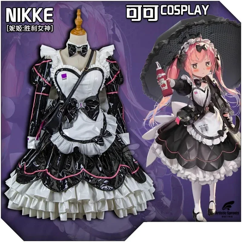 Nikke Cacau Cosplay Traje para Mulheres, Uniforme de Halloween, Cocorella Cosplay, Uniforme de combate bonito, Vestido Lolita