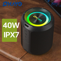 Ohayo X3 Portable Bluetooth Speaker 40W,IPX7 Waterproof Wireless Speaker with Colorful Lights TF Card/AUX in, For Camping Hiking