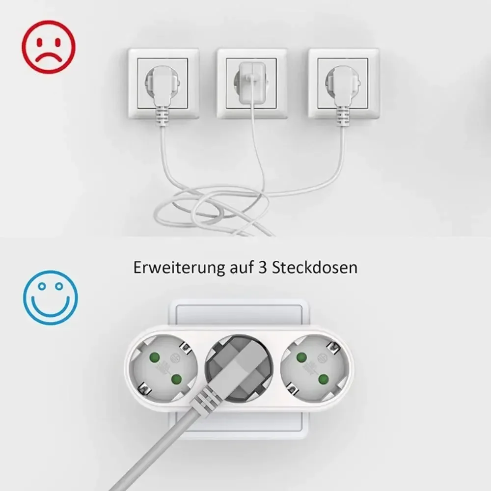 EU-Stecker-Verlängerungskabel für Steckdosen, 1 auf 3-fach, europäischer Konvertierungsstecker, Deutschland-Standard, Mehrfachstecker-Adapter für den Heimgebrauch – Detail 6