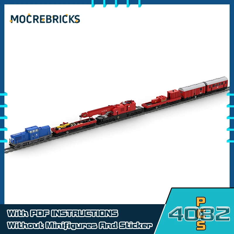 MOC-156982 Emergency Crane Train Building Blocks Urban Multi Tasker Vehicle DIY Model Kit Toy Bricks Children's Holiday Gifts