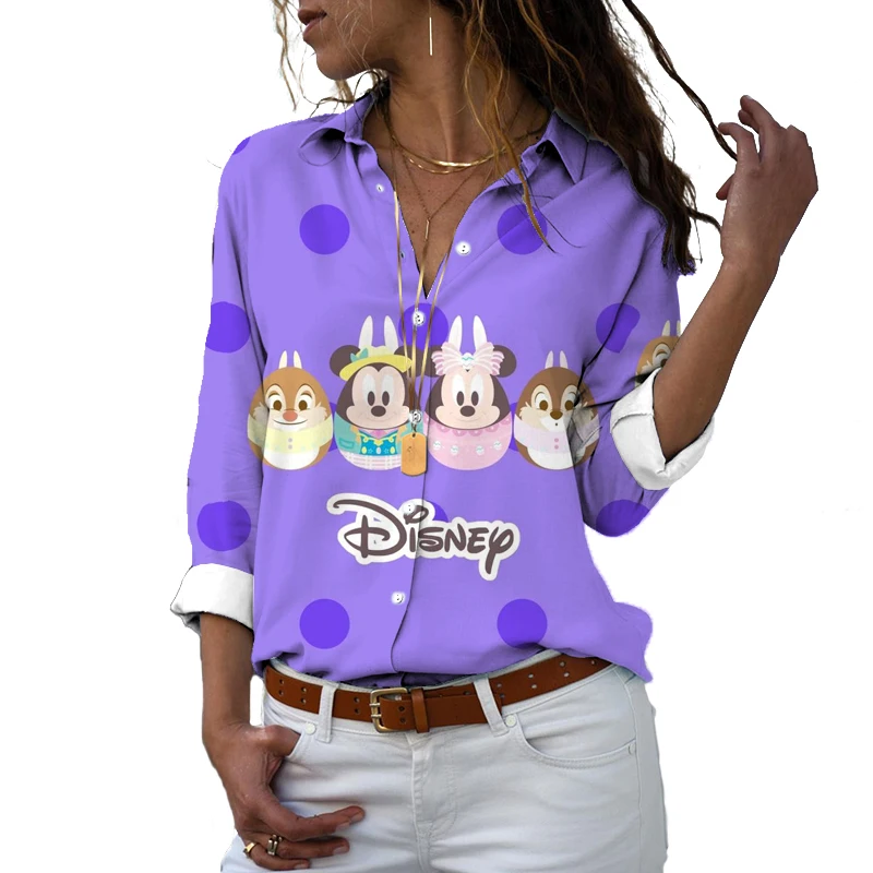 New Spring Autumn Disney Brand Mickey and Minnie Anime 3D Printing Harajuku Style Cute Casual Tops Beach Kawaii Clothes 2022