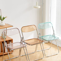Transparent Folding Chair Acrylic Dining Chair Ins Style Makeup Chair For Dining Room Sleek Modern Housewear & Furnishings
