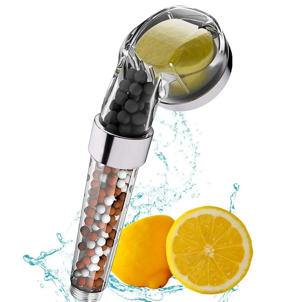 Lemon Aroma Filter Shower Head  SPA Massage Shower Nozzle, Maifan Stone Negative Ion Pressurized Shower Head