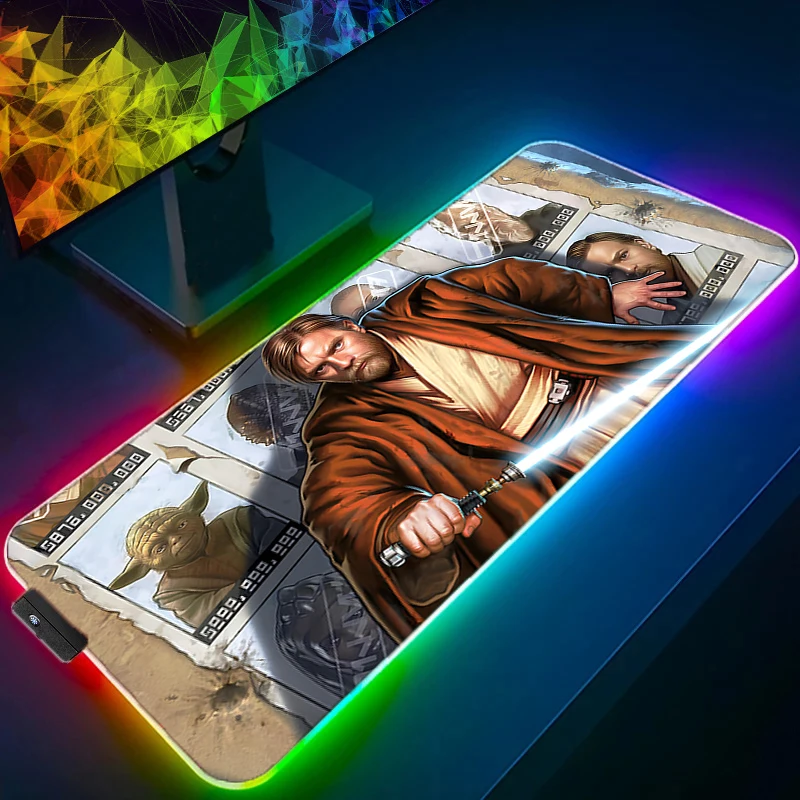 RGB LED ماوس الوسادة المطاطية الألعاب S-star W-wars اكسسوارات ألعاب خزانة السجاد مكتب الكمبيوتر حصيرة مكتبية منصات لوحة المفاتيح
